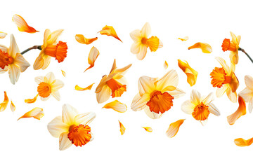Wall Mural - autumn petals flowers set against transparent background