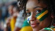 © Mockup Station - A young female with the flag of South Africa painted on her face on her way to a sporting event to show her support.
