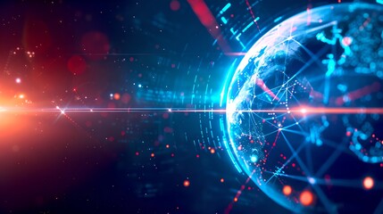 Aufkleber - futuristic digital globe with network connections looming in virtual space. depiction of global comm