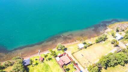 Wall Mural - aerial dron view, lake nature landscape