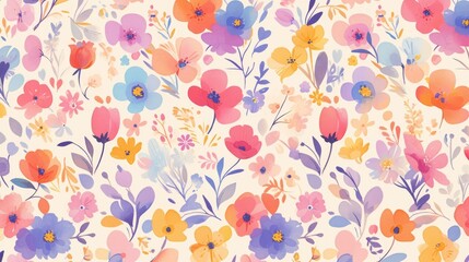 Wall Mural - a floral pattern that seamlessly flows