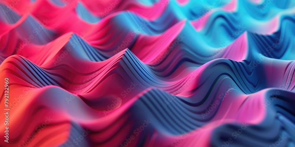 Vibrant abstract waves in pink and blue hues, creating a dynamic and ...