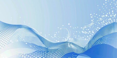 Abstract blue wave design with dotted patterns on a light blue background, suitable for technology or modern art themes.
