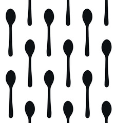 Wall Mural - Vector seamless pattern of hand drawn spoon silhouette isolated on white background