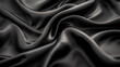 Luxury black silk fabric texture close-up, abstract background, generative ai