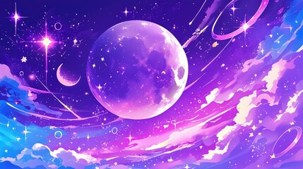 Wall Mural - Vibrant Hand Drawn Space Background