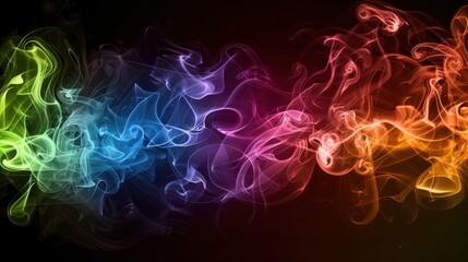 Wall Mural - Illustration colorful smoke color on dark background. AI generated image