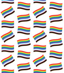 Wall Mural - Vector seamless pattern of flat new lgbtq flag isolated on white background