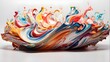  A photorealistic representation of vibrant colored ink swirling and dancing on a pristine white background, meticulously rendered to resemble a real-life fluid dynamics phenomenon. The ink appears to