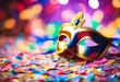 'backdrop A colorful vibrant carnival confetti-strewn confetti mask masquerade arts and crafts mardi gras celebration festive season party festival theatre art disguise glamour t'
