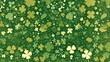 Celebrate St Patrick s Day in style with this shamrock pattern featuring floral accents perfect for printing on clothes kids notebooks accessories wrapping paper and fabrics
