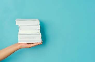 Canvas Print - Person Holding a Stack of Books