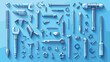 Realistic 3d screws nuts bolts rivets and nails for