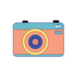 Retro camera icon. Flat illustration of retro camera vector icon for web design. press equipment design element