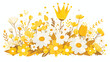 Royal Crowns With Daisiy Flowers Clipart 2d flat ca