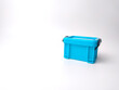 Blue miniature storage basket box model living room on a white background