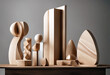 'forms artistic add balance colors geometric monochrome Wooden unique design shapes various pedestal create modern beige touch Neutral poduim form shape wood'