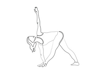 Wall Mural - Continuous one line drawing of woman body yoga vector illustration. Premium vector