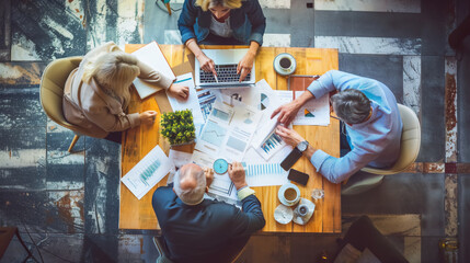 Businessman and businesswoman employee team working in a conference meeting room, co working space.