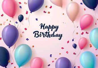 Photo of birthdays card , banner vector design decoration with balloons 