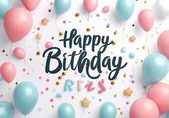 Photo of birthdays card , banner vector design decoration with balloons