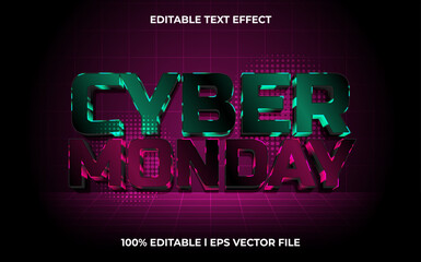 Poster - Cyber monday 3d editable vector text effect. glow style text effect.