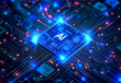 Photo of ai technology microchip background design with digital transformation concept