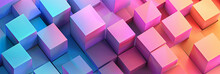 Background Of Cubes In Different Shades Of Blue, Pink And Orange, Gradient Background, Generative AI
