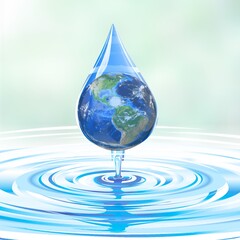 Poster - World Water concept with clean drop with globe