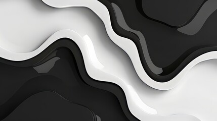 Sticker - Abstract Wave Black and White Background