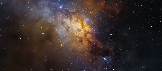 Wall Mural - a beautiful and bright star illuminating the colorful hues of a galaxy seen up close, amidst the vas