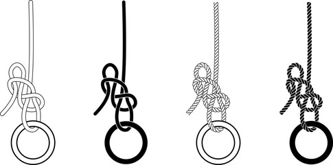 Poster - Siberian hitch or Evenk knot rope icon set