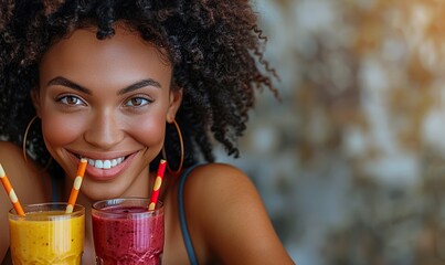 Canvas Print - woman drinking juice