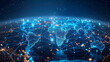 Illuminated Digital World Map Depicting Global Network Connectivity