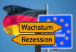 Deutschland und Schilder Wachstum und Rezession