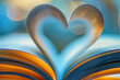 Book pages forming a heart shape close-up on love for reading and literature