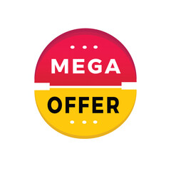 Wall Mural - Mega offer sticker icon modern style. Banner design for business, advertising, promotion. Vector label design.
