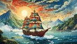 pirate ship in the ocean