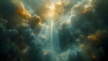 The Day Of Judgment: Divine Light, Earth Trembles, Heavens Ablaze. Concept Divine Light, Earth Trembles, Heavens Ablaze, Day Of Judgment, Religious Prophecy