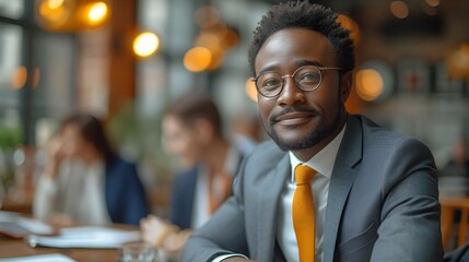 Wall Mural - Young African-American in a business suit - business meeting - smiling and confident - up and comer - future leader 