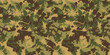 Grunge stroke camouflage, modern fashion design. Camo dry brush military pattern. Army uniform, fashionable fabric print. Vector seamless khaki green texture