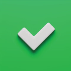 Fototapete - 3D realistic white right check mark sign on green. Yes or correct check mark. Validation, approved concept, safe account, confirmed transaction three-dimensional vector