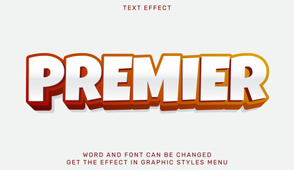 Wall Mural - Premier text effect template in 3d design