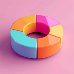 Poster - Design a 3D render of an isometric donut chart, AI Generative