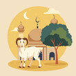 Sheep Goat Animal For Islamic Eid Al Adha Celebration in Mosque Background