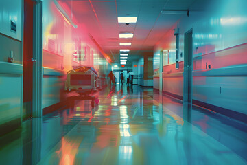 Wall Mural - blur image background of corridor in hospital or clinic image