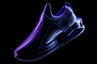Realistic sports sneakers for training and fitness on a black background, fashion sneakers, 3D illustration