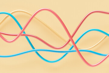 Aufkleber - Abstract neon  geometric lines design element.  Colorful horizontal striped background. 3d illustration