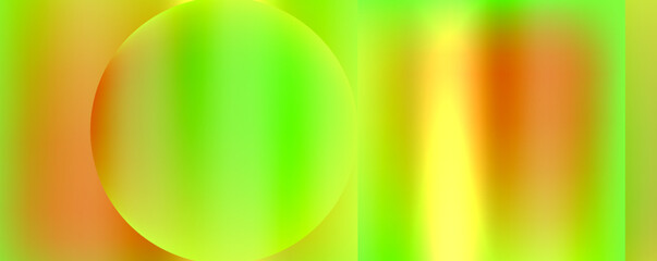 Aufkleber - Vibrant colorfulness surrounds an electric blue circle in the middle, creating a symmetrical pattern of tints and shades. The art and graphics feature magenta accents on a grass green background