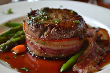 Sticker - Bacon wrapped tenderloin with demi glace